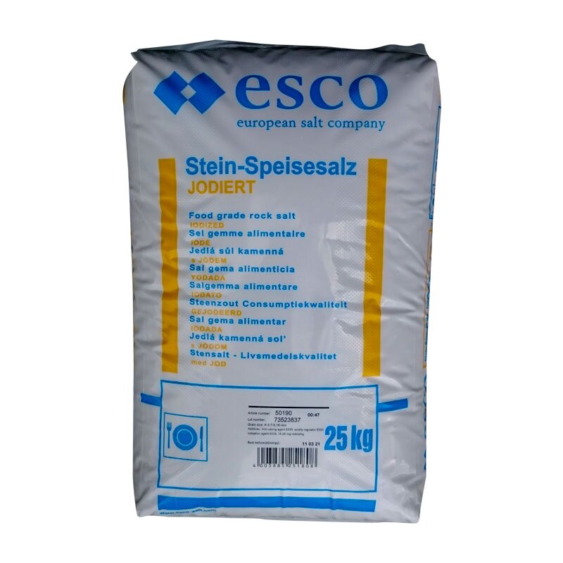 Jedlá sůl s jódem ESCO 25 kg – balení